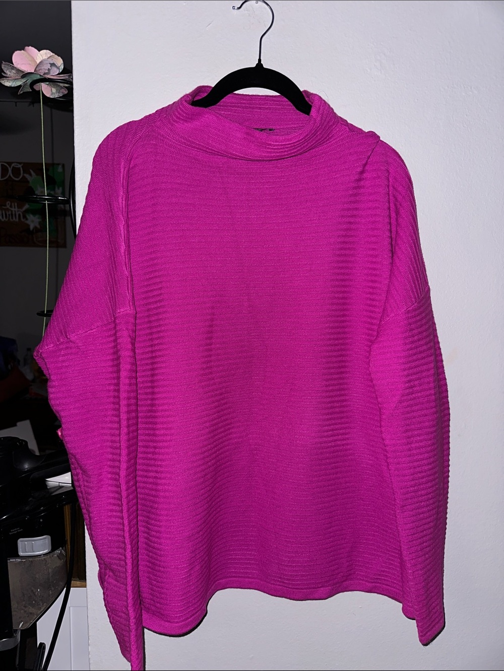 French Connection Fuchsia Ribbed Turtleneck Sweater